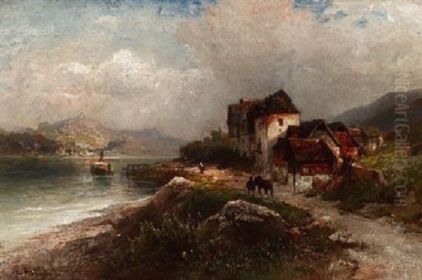 Rehns Am Rhein Oil Painting by Nicolai Von Astudin