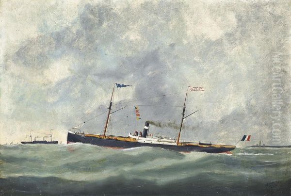 The French Steamer Oil Painting by Victor Adam