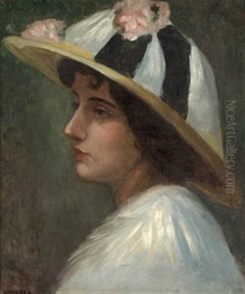 Dama Con Sombrero Oil Painting by Enrique Atalaya