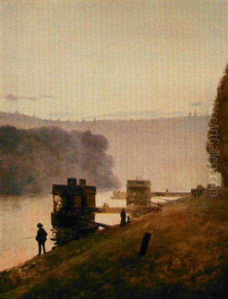 Bord De La Riviere, Effet De Brume Oil Painting by Enrique Atalaya