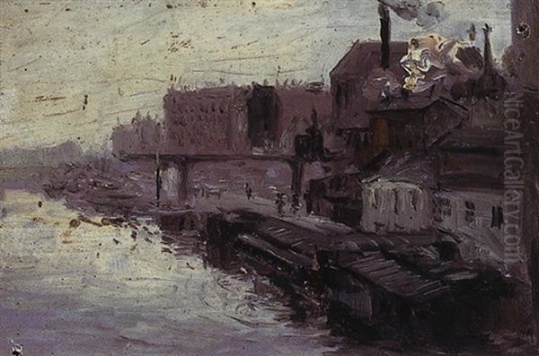 Peniches, Quai De Seine Oil Painting by Enrique Atalaya