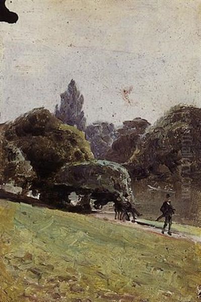 Promenade Au Bois De Boulogne Oil Painting by Enrique Atalaya