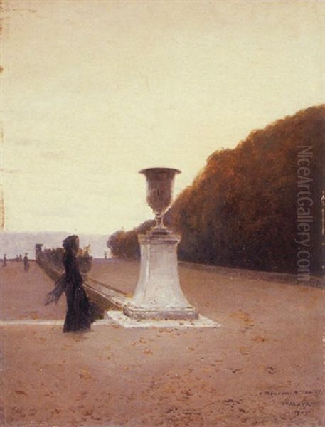 Elegante Dans Un Parc Oil Painting by Enrique Atalaya