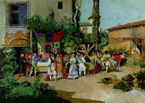 La Fiesta Oil Painting by Enrique Atalaya