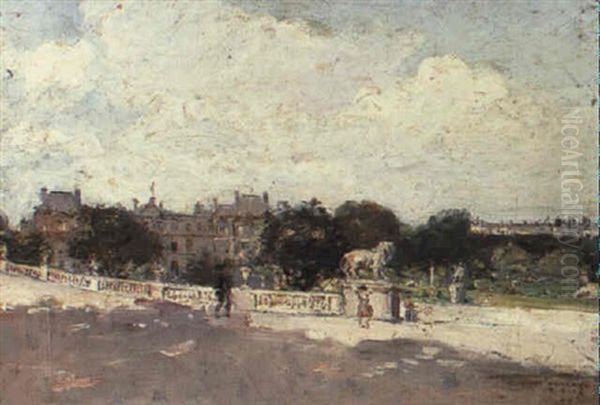 Views Of The Luxembourg Gardens, Paris Oil Painting by Enrique Atalaya