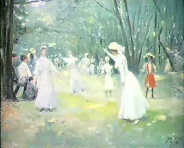 Les Jeux Des Demoiselles,1907 Oil Painting by Enrique Atalaya