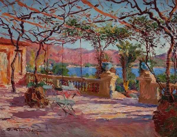 Terrasse A Antibes, 1918 Oil Painting by Charles Garabed Atamian