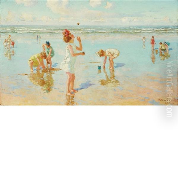 Day At The Beach Oil Painting by Charles Garabed Atamian