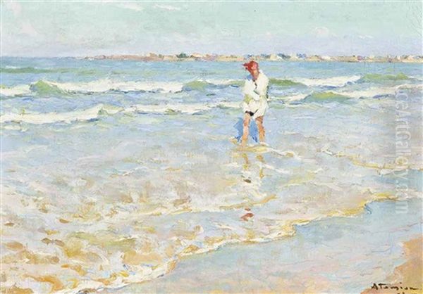 On The Shore, Possibly Saint-gilles-sur-vie, France Oil Painting by Charles Garabed Atamian