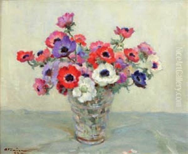 Vase D'anemones Oil Painting by Charles Garabed Atamian