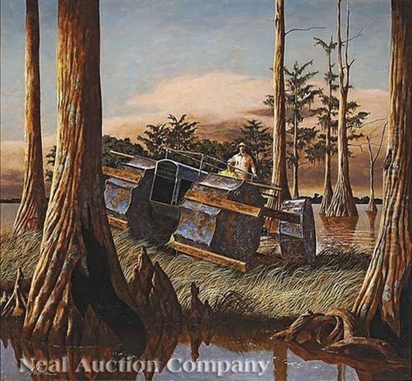 Louisiana Swamp Land Oil Painting by John Carlton Atherton