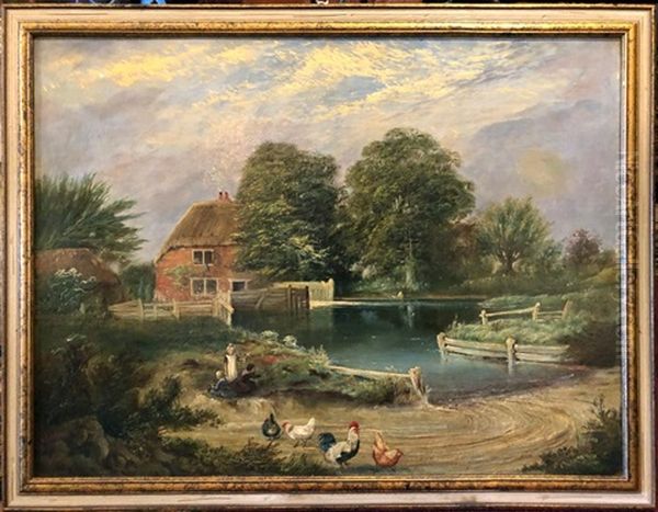 Cottage Landscape Oil Painting by William Edward Atkins