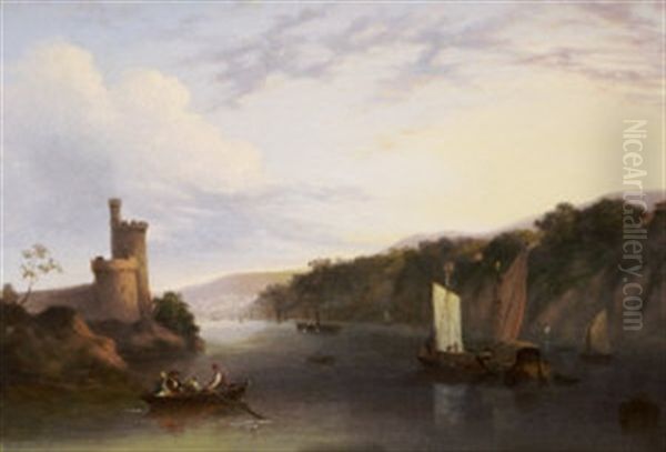 On The River Lee, Below Blackrock Castle Oil Painting by George Atkinson