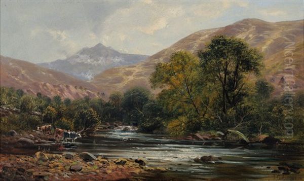 Snowdon From The River Glaslyn Oil Painting by John Gunson Atkinson