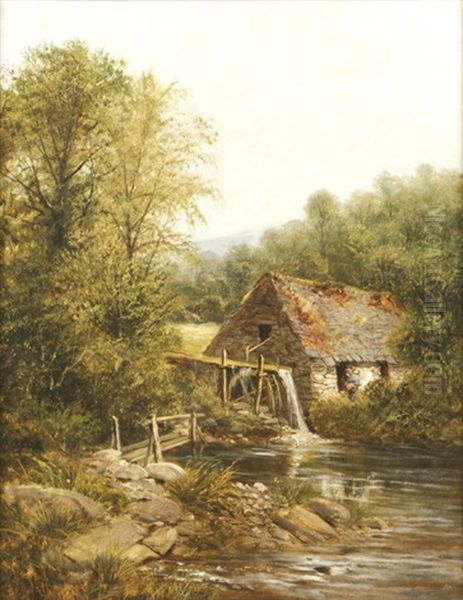 A Pandy Mill, Dolgally, North Wales Oil Painting by John Gunson Atkinson