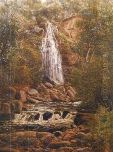 Mallyan Spout Waterfall, Goathland Oil Painting by John Gunson Atkinson