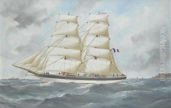 The French Brig Oil Painting by Marie-Edouard Adam Of Le Havre