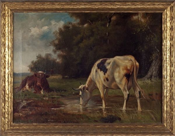 Cow In A Pasture Oil Painting by Robert Atkinson