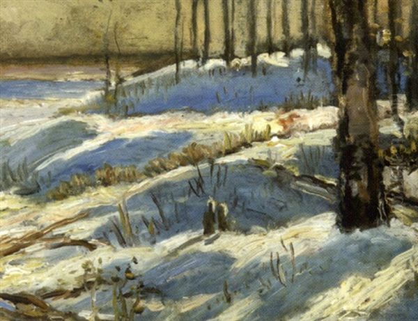 Humber River Valley In Winter Oil Painting by William Edwin Atkinson