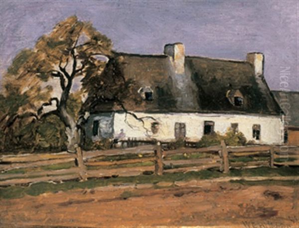 Country House (+ Sketch Of A Stream, Verso) Oil Painting by William Edwin Atkinson