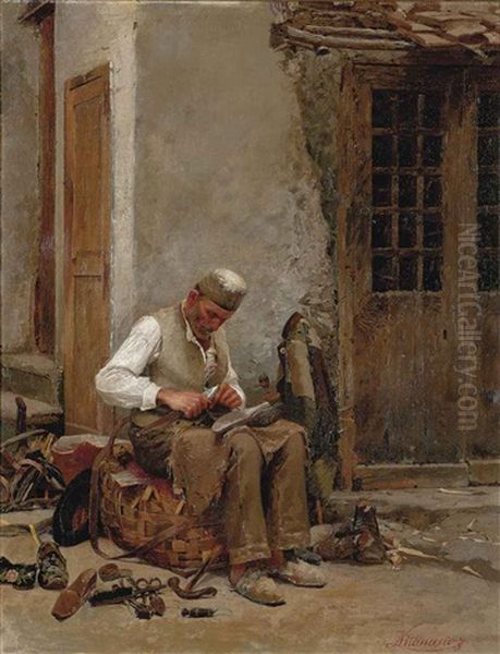 The Shoemaker Oil Painting by Natale Attanasio