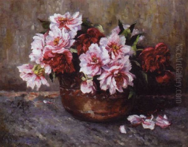 Peonies In A Vase Oil Painting by Elisabeth Jordis Grafin von Attems