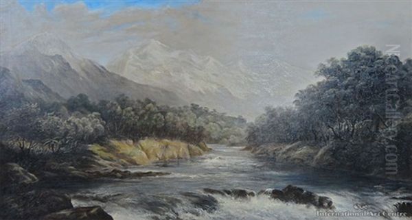 Haast River And Mountains by Thomas Reginald Attwood