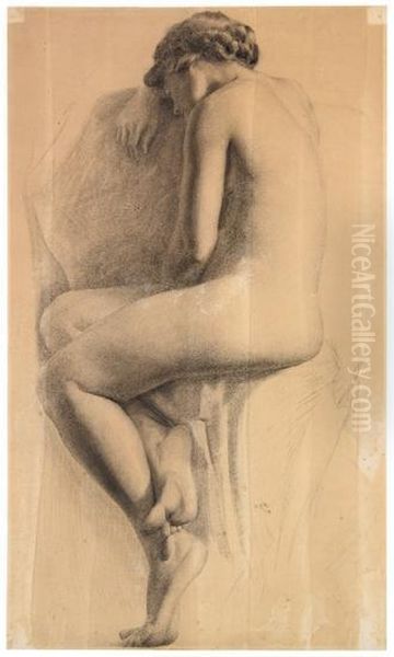 Seated Nude Oil Painting by Edwin Adam