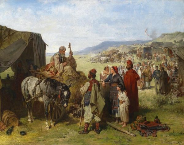 Military Camp In Dalmatia Oil Painting by Eugen Adam