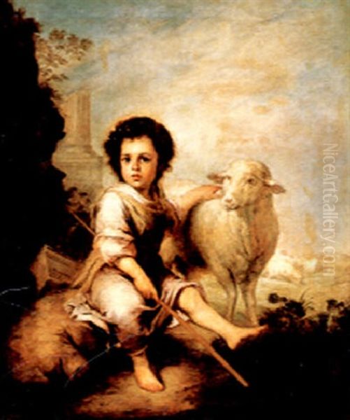 The Good Shepherd Oil Painting by Wilhelm Auberlen