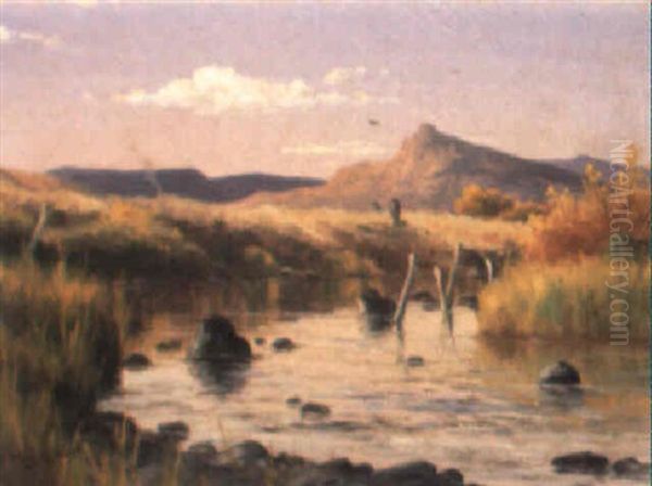 Kamloops In Autumn Oil Painting by Constant Auguste de L' Aubiniere