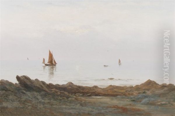 View Of The Sea Oil Painting by Georgina M. de l' Aubiniere