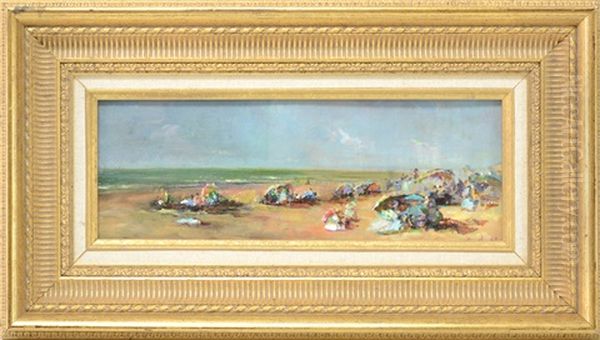 On The Beach Oil Painting by Albert Aublet