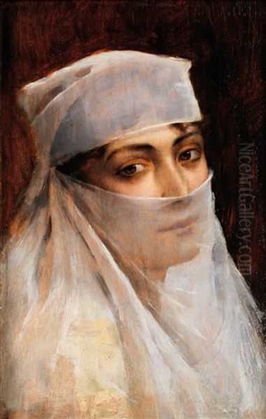 Jeune Femme Au Voile Oil Painting by Albert Aublet