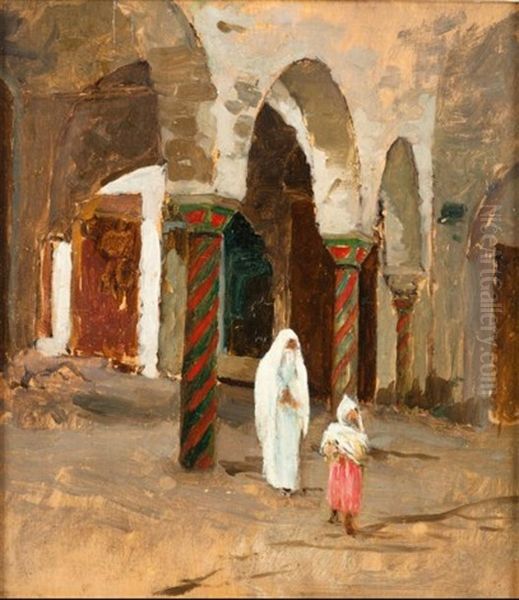 Retour Du Hammam (tunis) Oil Painting by Albert Aublet