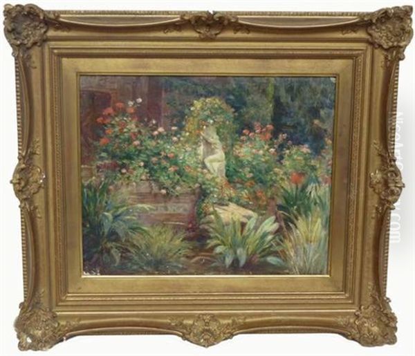 Jardin De L'artiste En Fleurs Oil Painting by Albert Aublet