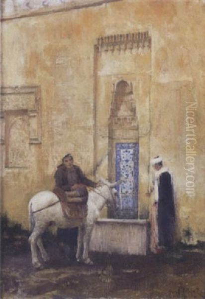 Une Rue Du Caire Oil Painting by Albert Aublet