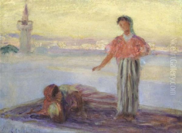 Femmes A Tunis Oil Painting by Albert Aublet