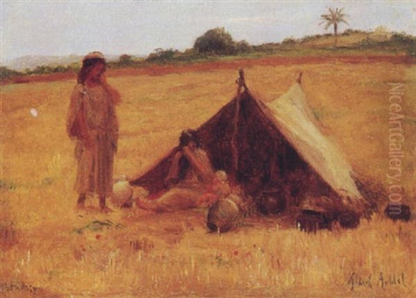 Matmassy, Femmes Sous La Tente Oil Painting by Albert Aublet