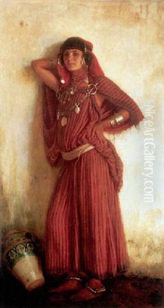 A Moroccan Girl In Native Garb Oil Painting by Albert Aublet