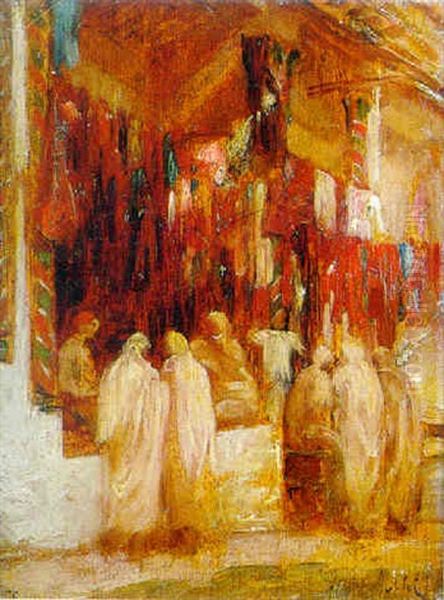 Souk A Tunis Oil Painting by Albert Aublet