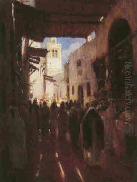 La Medina De Tunis Oil Painting by Albert Aublet