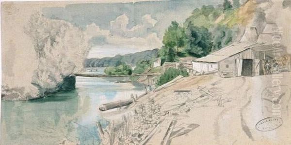 Isar Bei Thalkirchen. Oil Painting by Franz Adam