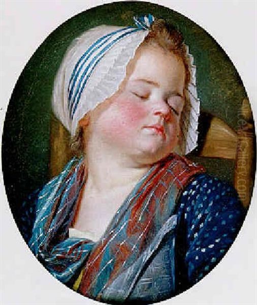 Tete D'enfant Endormi Oil Painting by Etienne Aubry