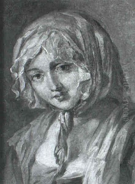 Jeune Femme En Buste En Camaieu De Gris Oil Painting by Etienne Aubry