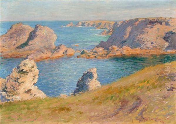 La Cote Sauvage, Belle-ile-en-mer Oil Painting by Jean Francis Auburtin