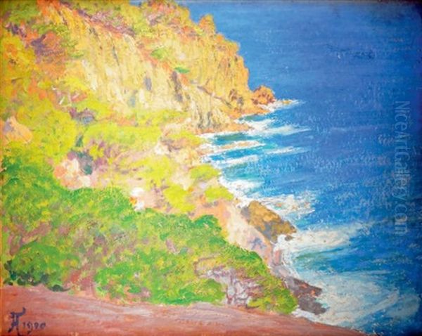 Cote Rocheuse A Porquerolles Oil Painting by Jean Francis Auburtin