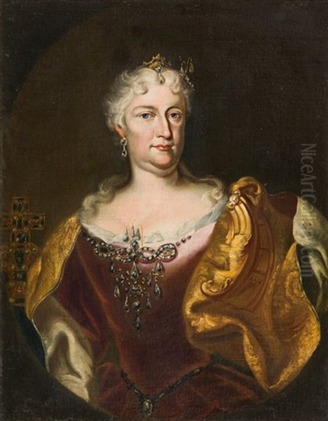 Elisabeth Christine V. Braunschweig-wolfenbuttel-bevern Oil Painting by Johann Gottfried Auerbach