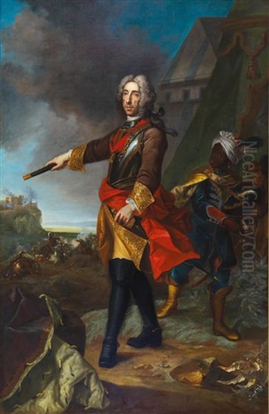 Portrait Of Prince Eugene Of Savoy Oil Painting by Johann Gottfried Auerbach