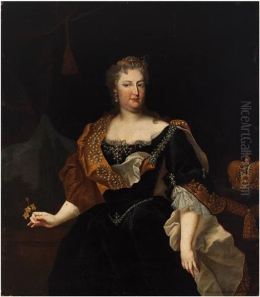 Portrait D'elisabeth Christine De Brunswick-wolfenbuttel (1691-1750), Epouse De L'empereur Charles Vi De Habsbourg Oil Painting by Johann Gottfried Auerbach